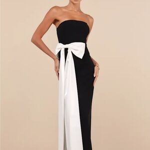Marvelous Vision Black Strapless Bow Column Maxi Dress